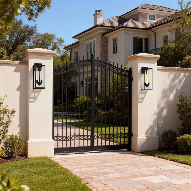 Large Medium Iron Rectangular Outdoor Wall Light - 2 pack - Large