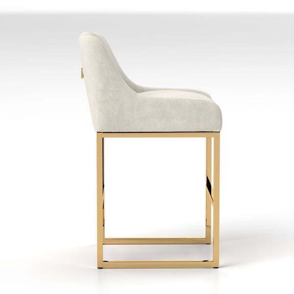 SEYNAR Modern Glam Velvet Golden Matel Frame Counter or High Bar Stools Set of 4