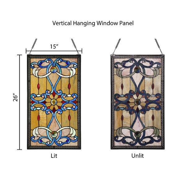 River of Goods Brandi's Amber Stained Glass 26-inch Window Panel - M