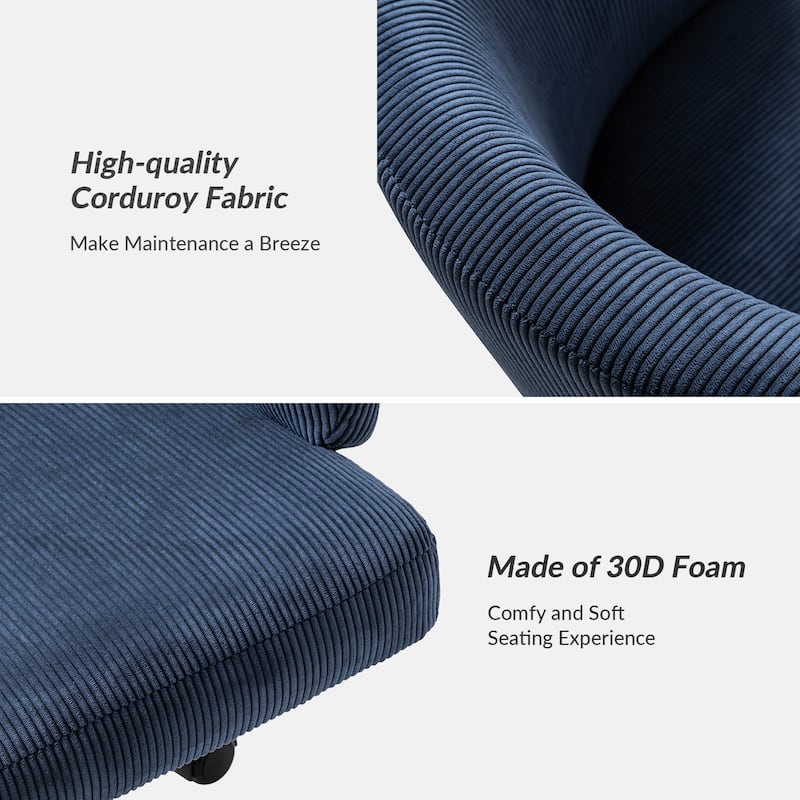 Astore Modern Corduroy Ergonomic Barrel Swivel Office Chair with Height-Adjustable by HULALA HOME