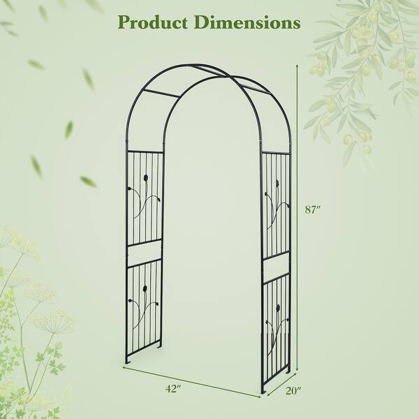 Gymax Garden Arch 87'' Tall Heavy Duty Metal Arbor Trellis Archway for ...
