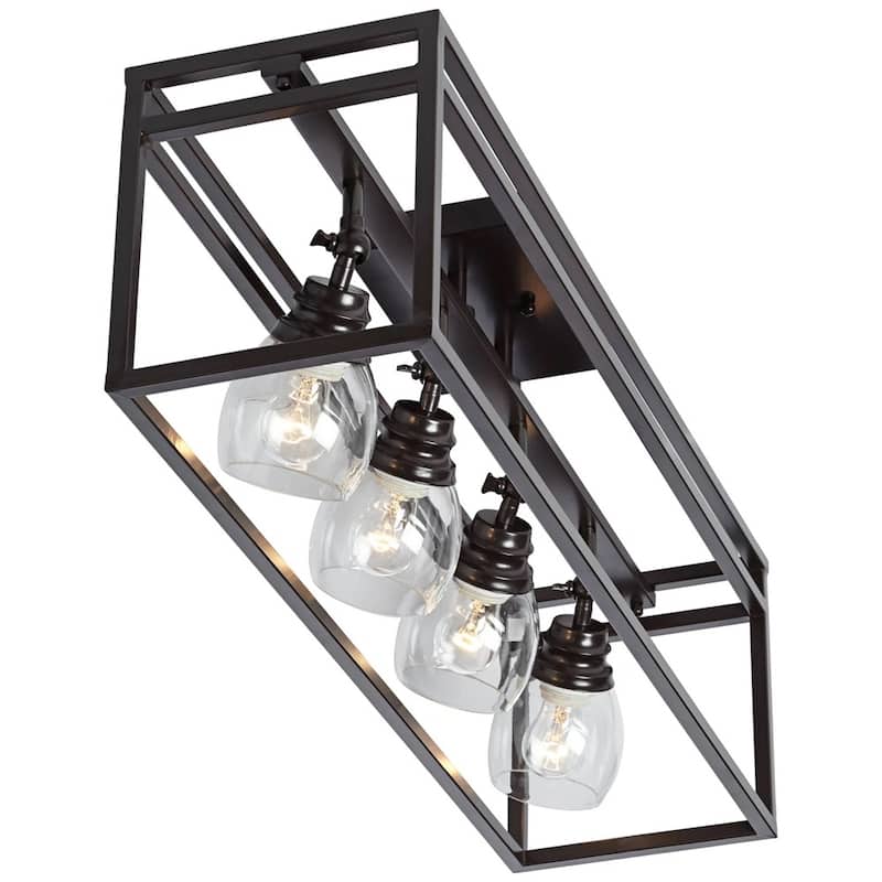Bronze Linear Pendant Chandelier 29 1/2" Modern 4-Light LED Fixture - 29" x 11"