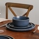 preview thumbnail 13 of 30, Earth & Clay Amber Stoneware Dinnerware Set Blue - 12 Piece