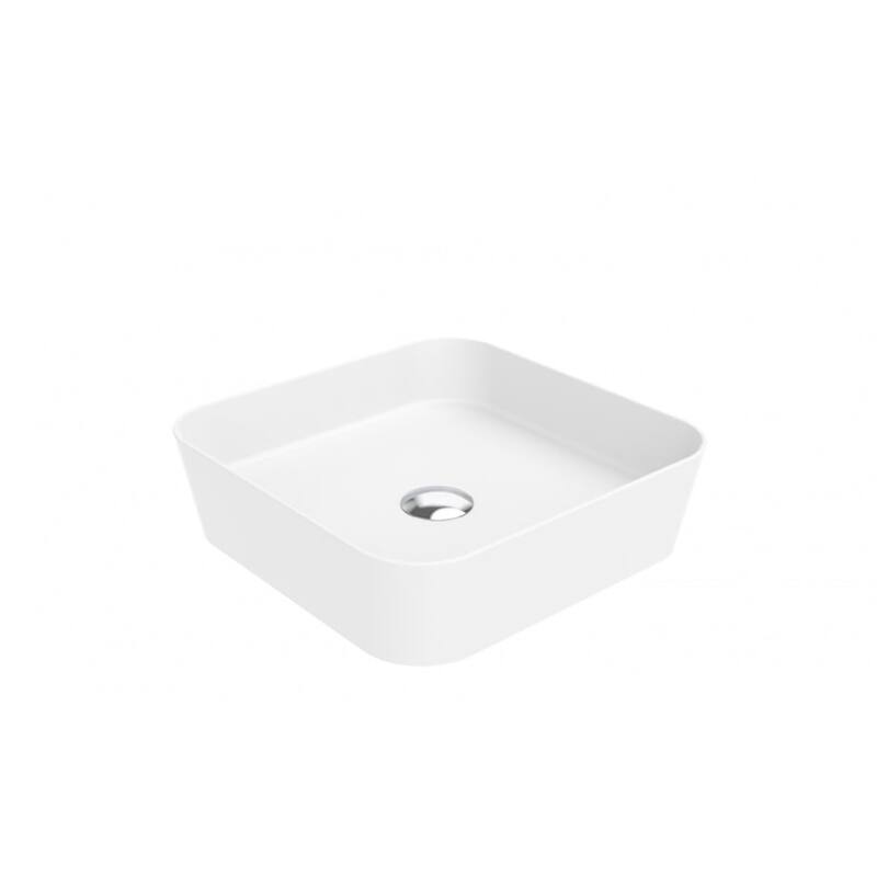 WS Bath Collections Lago 040 Lago 15-11/16" Square Ceramic Vessel - Glossy White