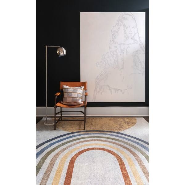 slide 2 of 10, Livabliss Lillian Machine Washable Rainbow Stripes Area Rug 2' 3" x 3' 9" - Rectangle
