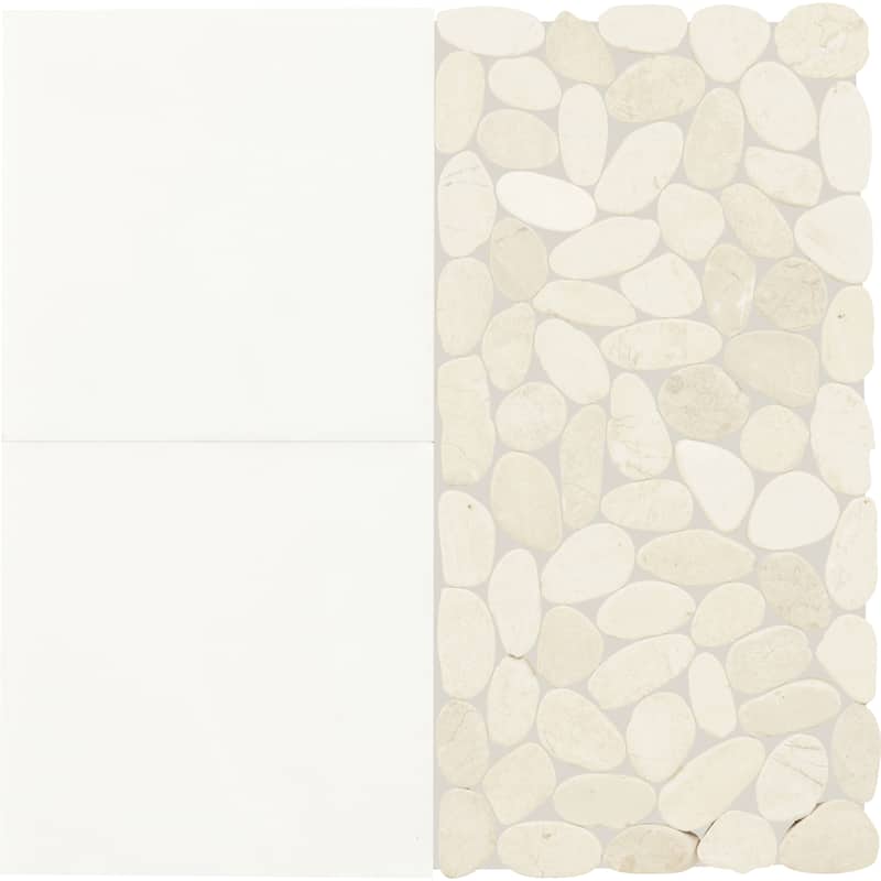Daltile Pebble Oasis Natural Stone Art Deco Pebble Mosaic 11" x 11" (11 PC per Carton) (10.78 SQFT per Carton) - Icicle