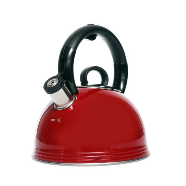 Copco 2 1 Quart Whistling Tea Kettle Modern Stainless Steel Tea Pot For Stovetop Glossy Red Finish Overstock 30650071 Kettle aluminum tea stovetop for brewing camping brew teapot thai coffee.