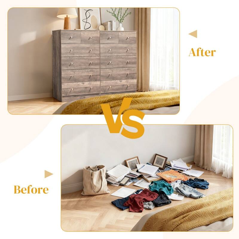 6-Drawer Large Dresser For Bedroom And Chest Of Drawers With Sturdy Construction Wood Storage Organizer For Closet