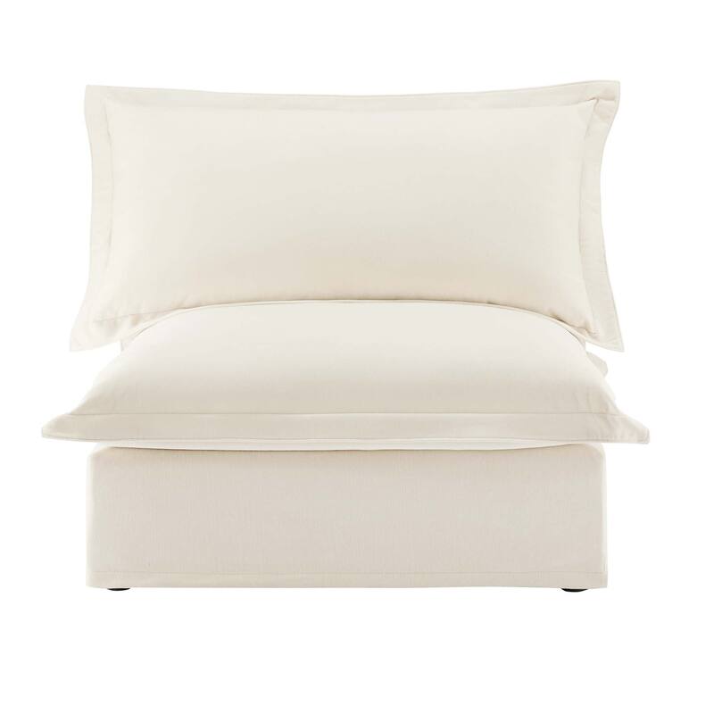 Armless Cream Chenille Sofa, 37x33x35 inches - Multi-Color