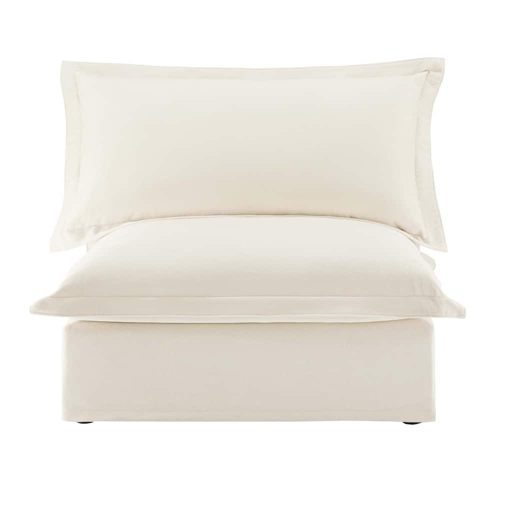 Single Deep Seat Chenille Armless Accent Chair