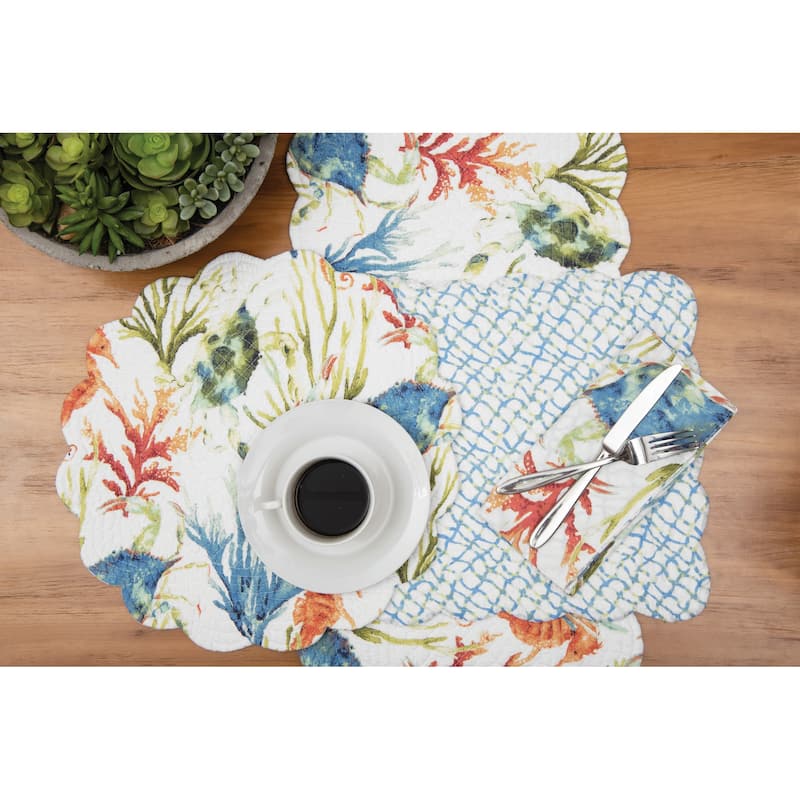 Marino Quilted Reversible Colorful Coastal Placemat Set of 6