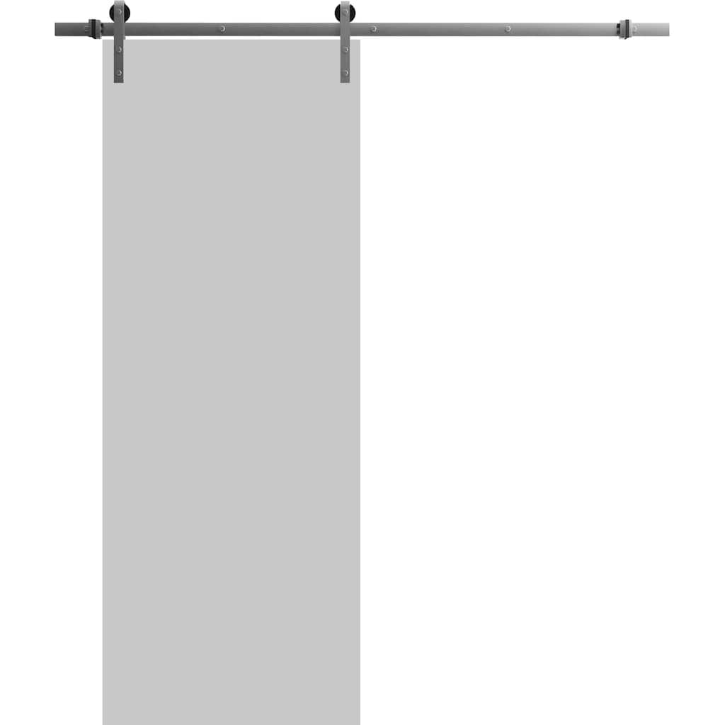 Sturdy Barn Door 18 x 80 inches | Planum 0010 Matte Grey | Stainless Steel 6.6FT Rail Hangers Heavy Set