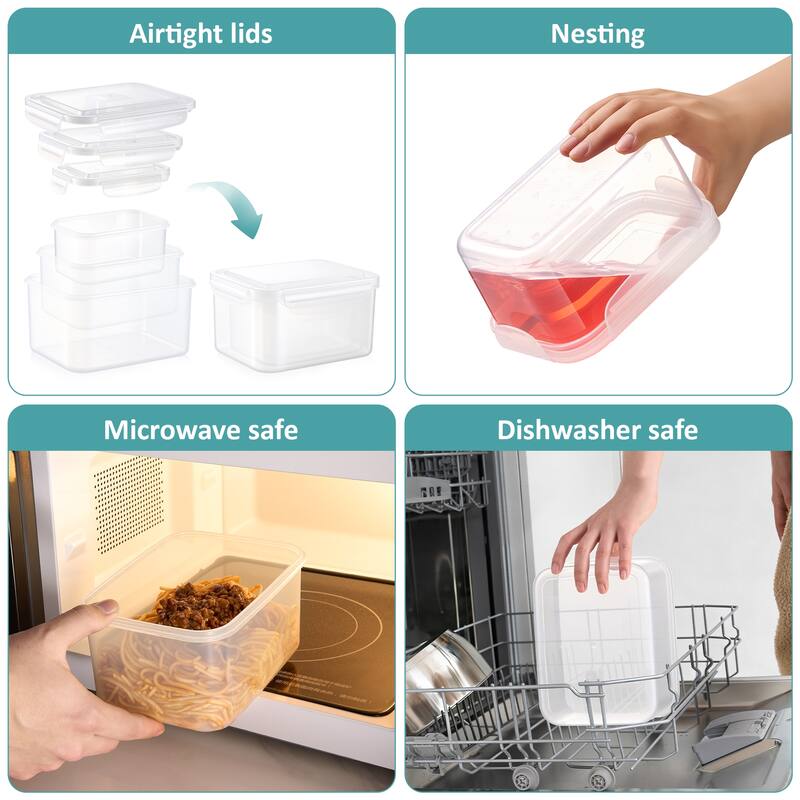 Sorbus BPA-Free Food Storage Container Set, Stackable & Nestable Plastic Containers with Snap-On Lids