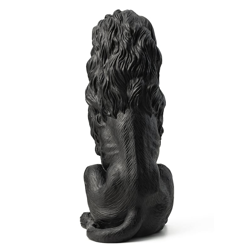 Glitzhome Set of 2 MGO Majestic Sitting Guardian Lion Statues Porch Sculpture Outdoor Indoor