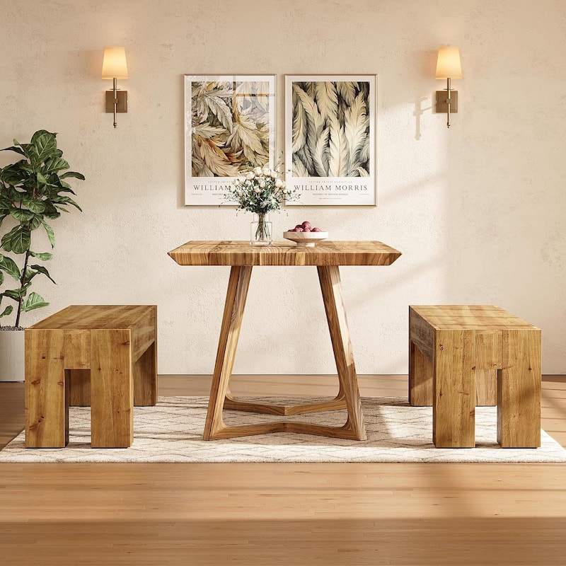 Solid Wood Dining Bench, 63" Long Heavy Duty Kitchen Table Bench