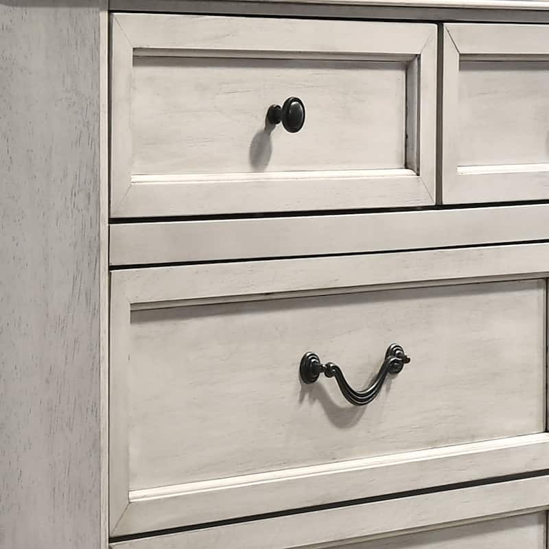 Roundhill Furniture Maderne Traditional Wood Panel Bed with Dresser, Mirror, Nightstand