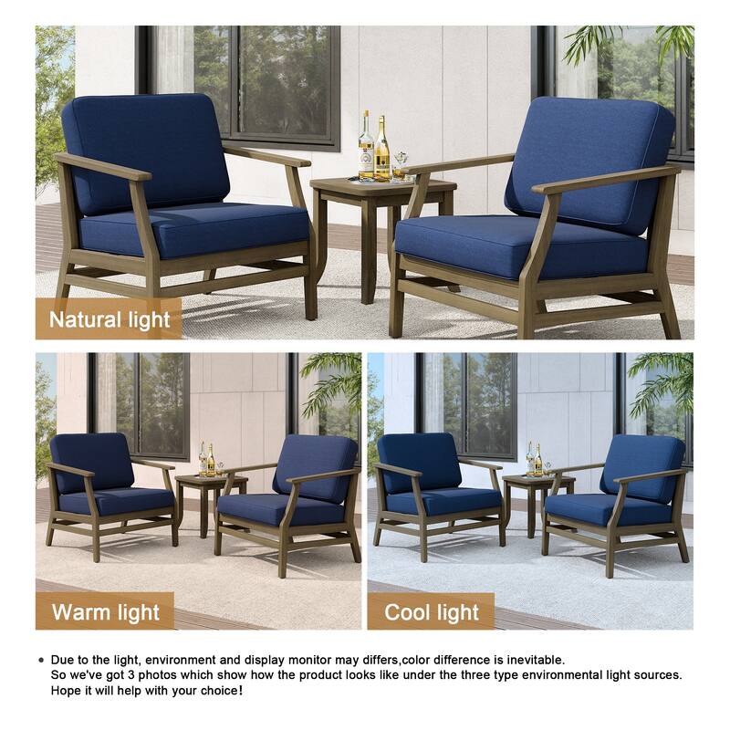 Teak Outdoor Bistro Set with Weather-Resistant Cushions (3-Piece Set)