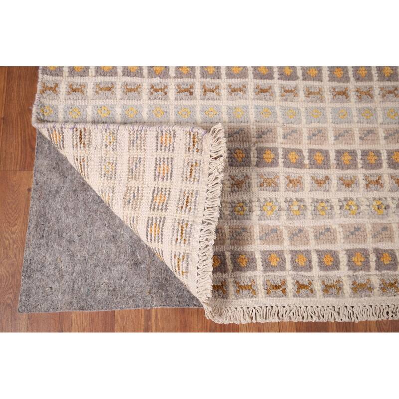 All-Over Checkered Moroccan Area Rug Handmade Wool Carpet - 4'11"x 7'6"