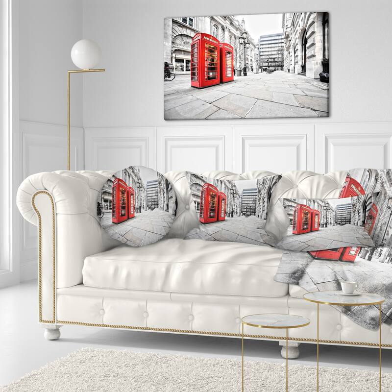 Phone Booths on Street - Cityscape Canvas print - 40 in. wide x 20 in. high