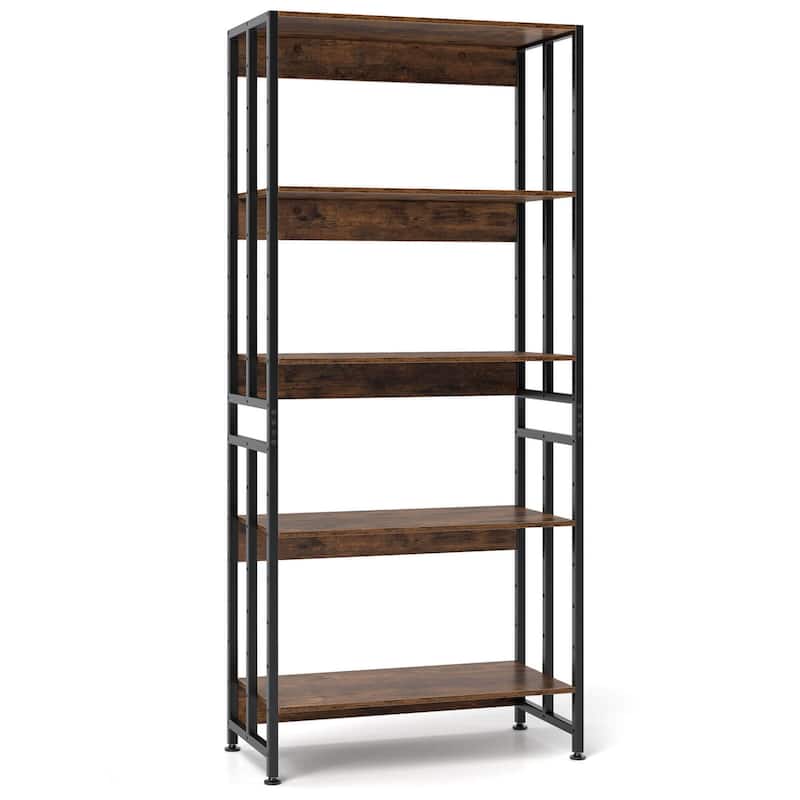 Costway 1/2 PCS 5 Tier Bookshelf 62" Tall Bookcase with Tiltable - 1 PCS