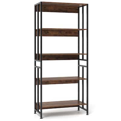 Costway 1/2 PCS 5 Tier Bookshelf 62" Tall Bookcase with Tiltable