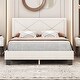 preview thumbnail 1 of 10, Modern Velvet Simple Queen Size Upholstered Bed Frame with Rivet Design,Platform Bed Beige - Queen