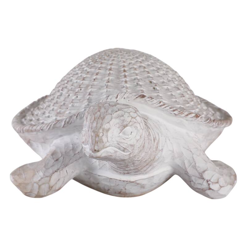Resin Coastal Style Sea Turtle Sculpture with Woven Shell Texture