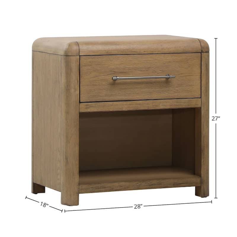 Twilight 1-Drawer Rubberwood Nightstand, Natural