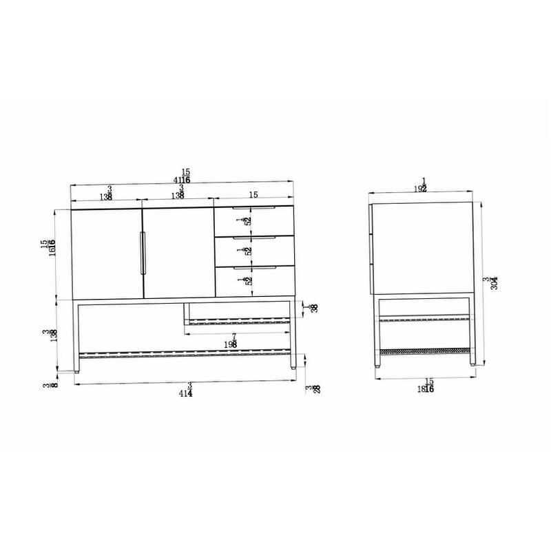 Noble 42" Free Standing Vanity (R Drawer) with Reinforced Acrylic Sink - 42" Width