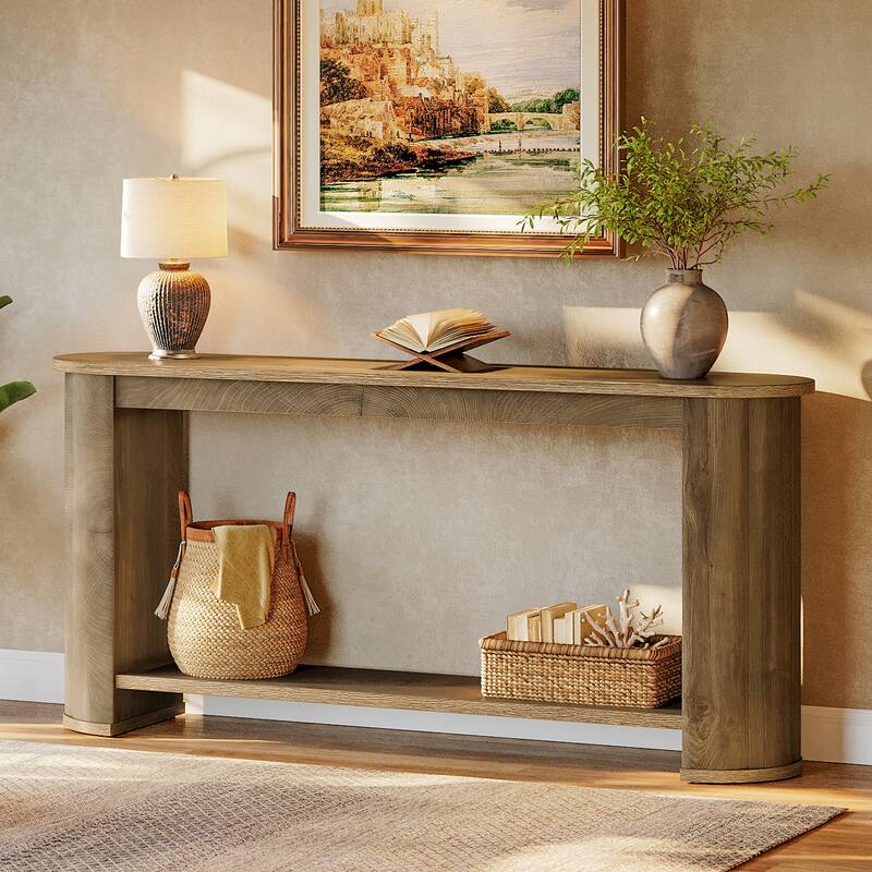 63" Long Wood Console Table for Entryway/ Hallway - Brown