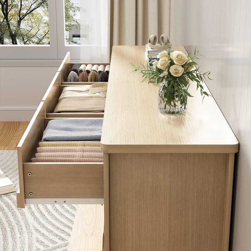 Modern 9-Drawer Dresser Closet Organizer, 63-In Chest of Drawers TV Stand