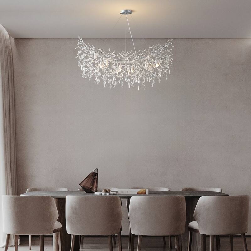 Modern Branch Crystal Linear Chandelier, 1100-1830mm Dining Pendant Light