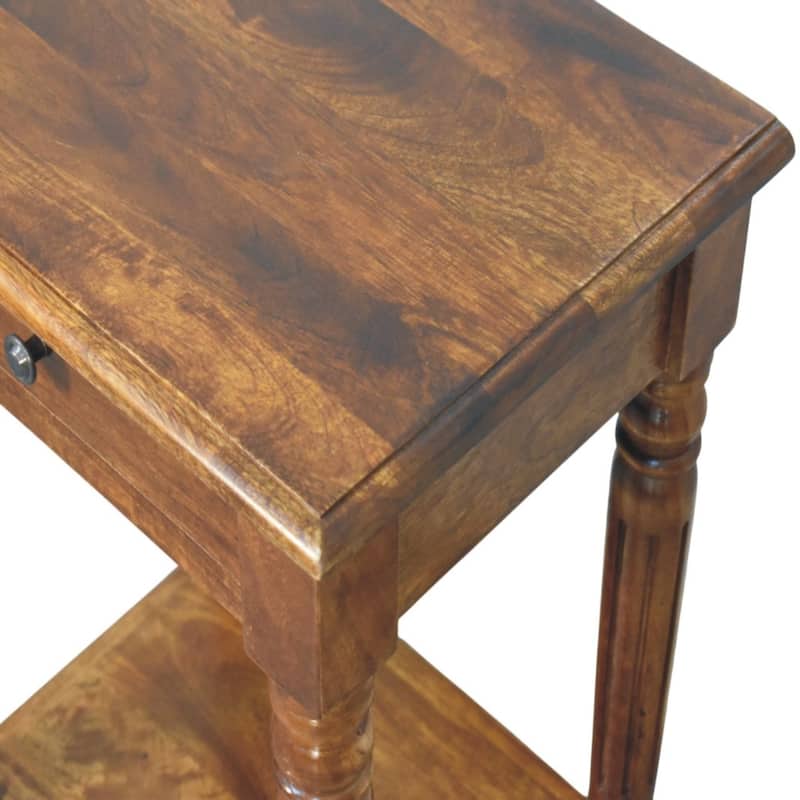 Solid Wood Turned Legs Chestnut Side Table