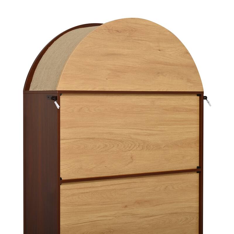 3-Piece TV Stand Set with Bookshelf for TVs Up to 70", Wood Grain Entertainment Center with Arched Design, Tempered Glass Doors