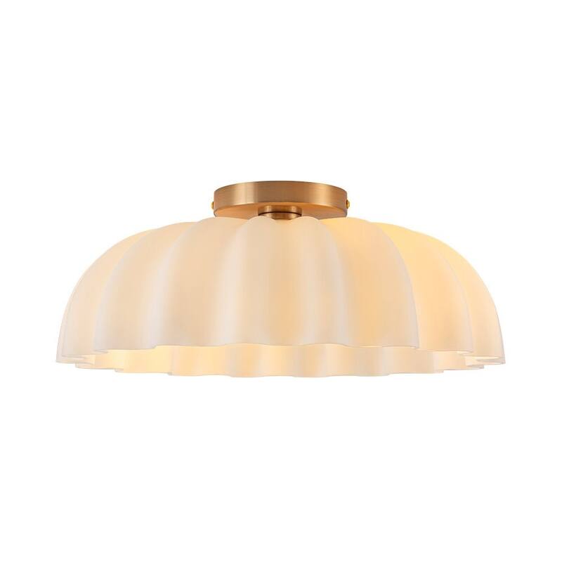 Creative 2-Light Shell Scalloped Glass Semi-Flush Mount - N/A