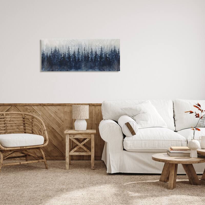 Stupell Rustic Blue Forest Tree Line Fir Woodland Canvas Wall Art