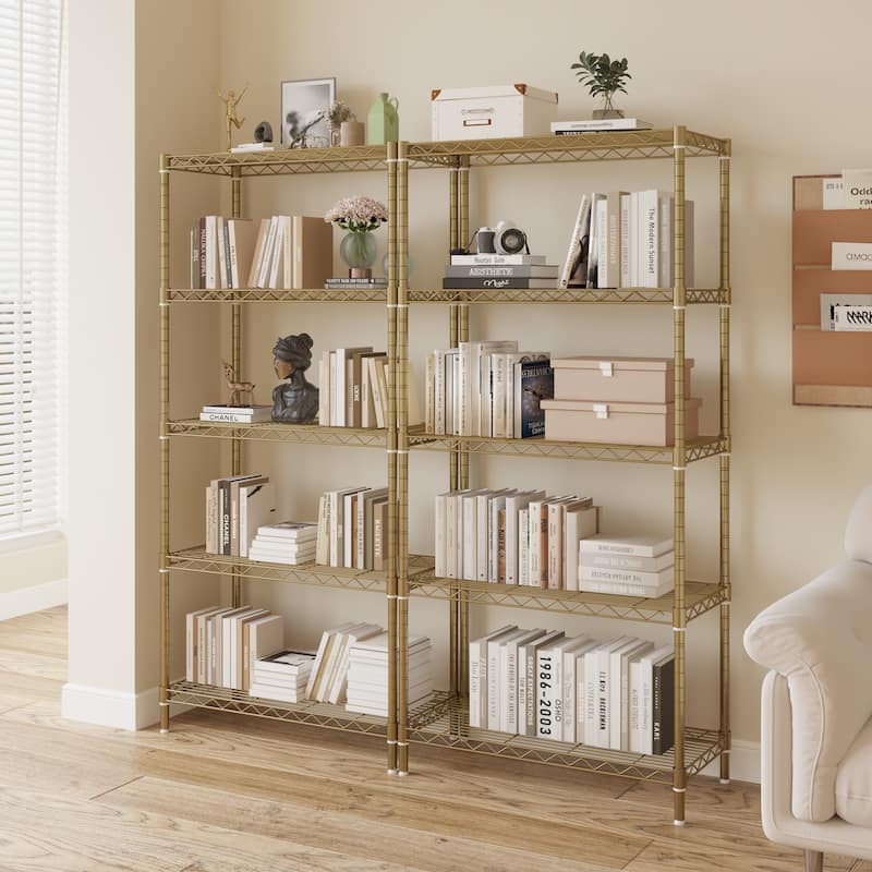 5-Tier Steel Storage Rack with Adjustable Shelves for Organizing Garage Pantry and Kitchen