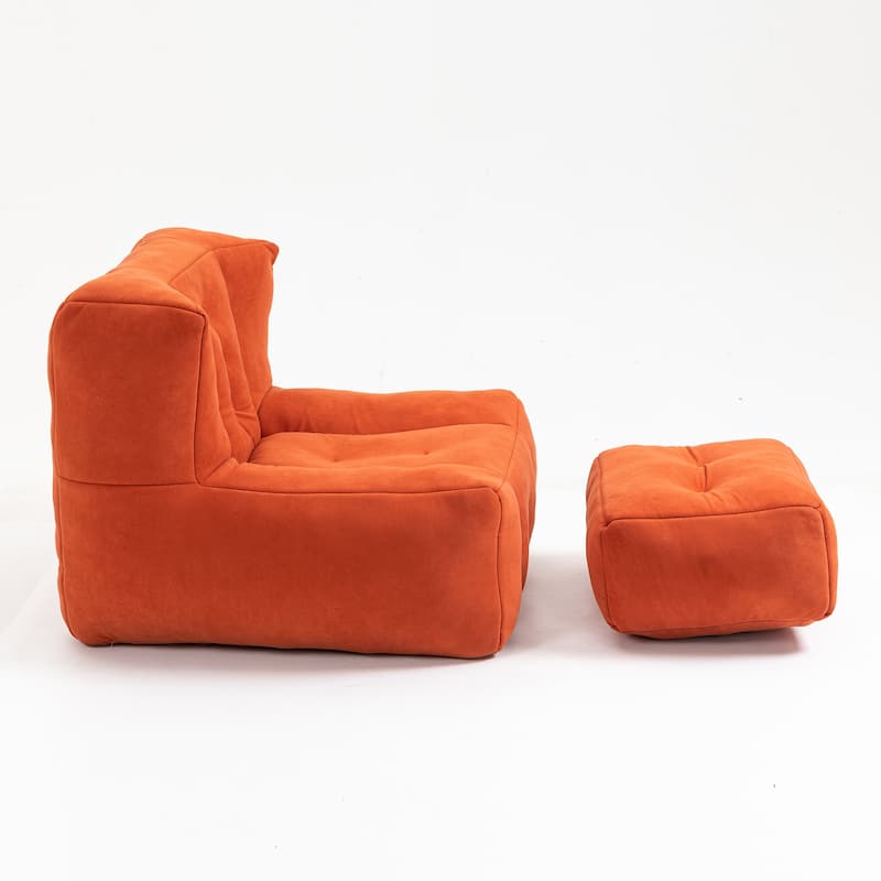 Velvet Bean Bag Chair with Ottoman