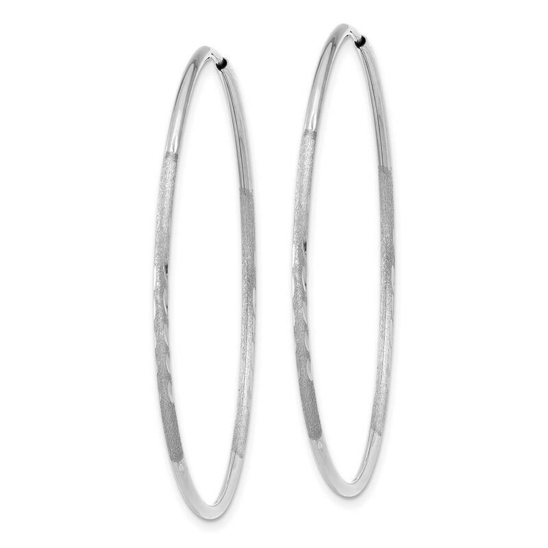 Curata 14k White Gold Sparkle Cut Endless Hoop Earrings - 41x41mm