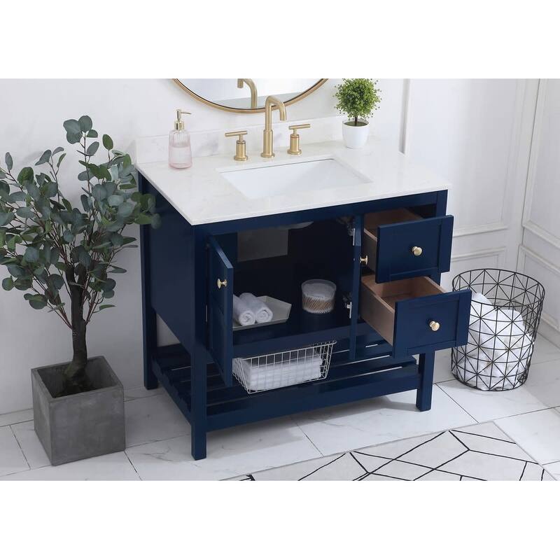 Elegant Lighting VF16436-BS Theo 36" Free Standing Single Basin Vanity