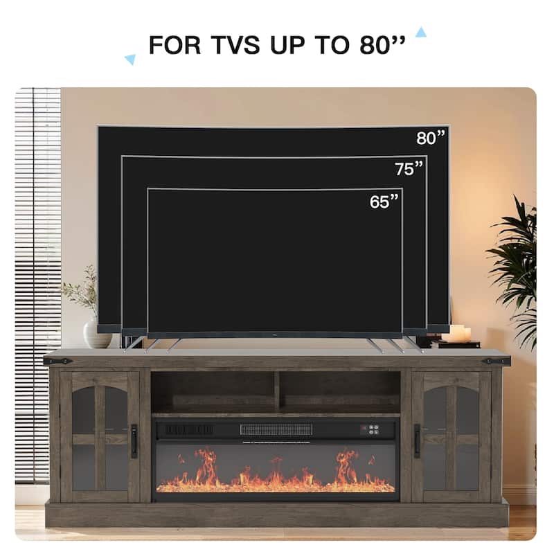 71" Electric Fireplace TV Stand with LED Lights