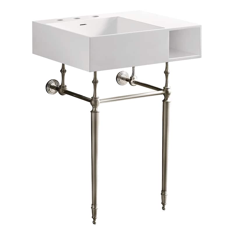 Kingston Brass KVPB3248SQA-A-SET Aurelius 24-1/2" Rectangular Brass, - Matte White / Polished Nickel