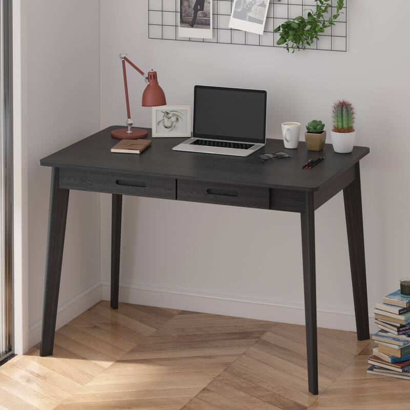 39.4"W Classic Home Office Desk, Writing Desk With Drawers - Black