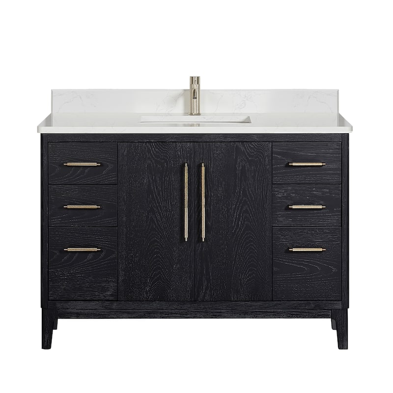 Gara Single Bath Vanity with Composite Stone Top without Mirror