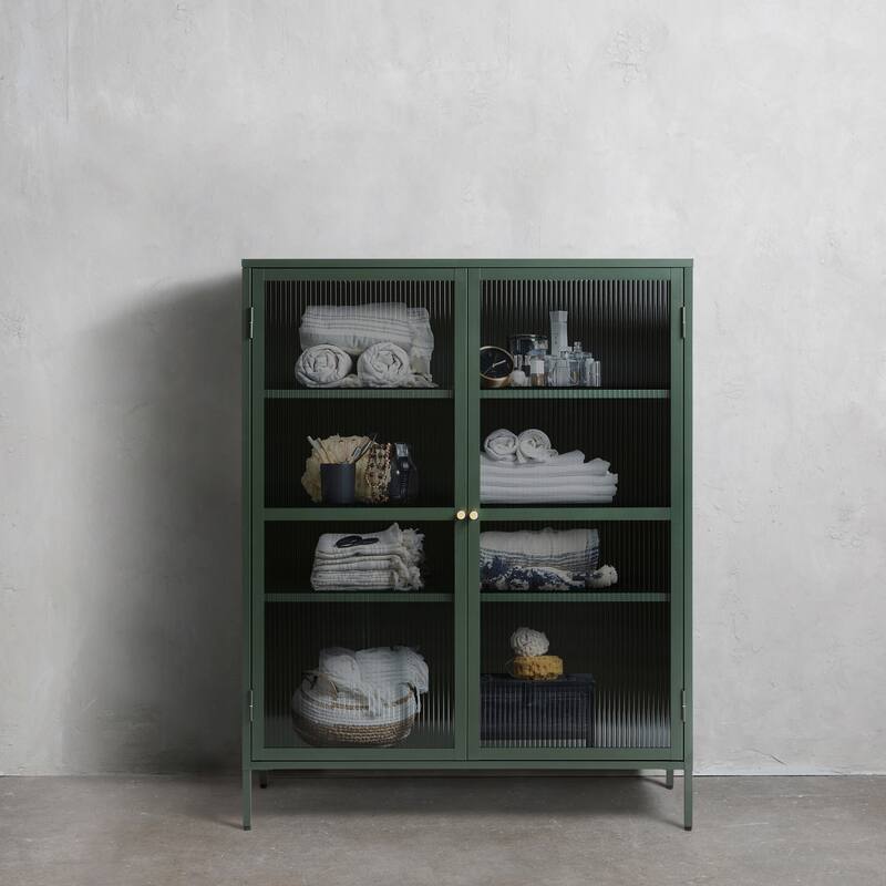 Rye Studio Brianne Modern Metal & Glass 55" Display Cabinet