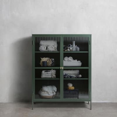 Rye Studio Brianne Modern Metal & Glass 55" Display Cabinet