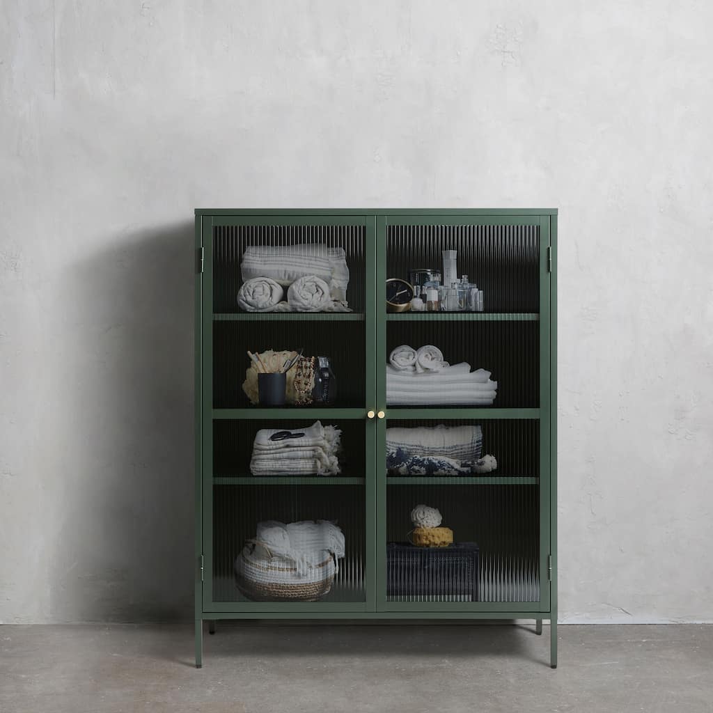 Rye Studio Brianne Modern Metal & Glass 55" Display Cabinet