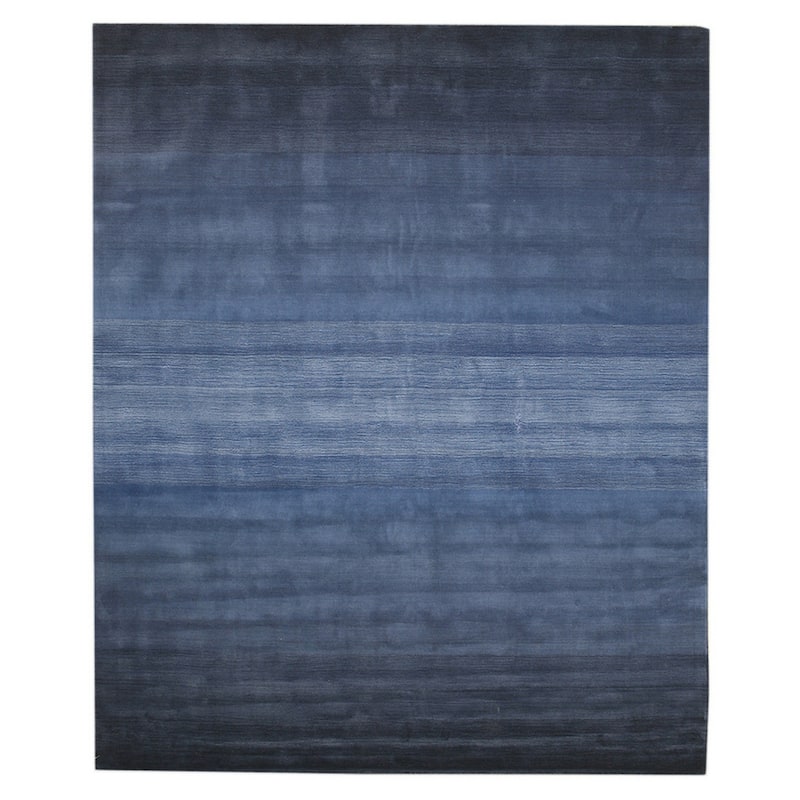 Hand-Tufted Blue Wool Transitional Rectangle Rug, 7'9 x 9'9 - Cozy Artisan Rug with Subtle Design Detailing - L