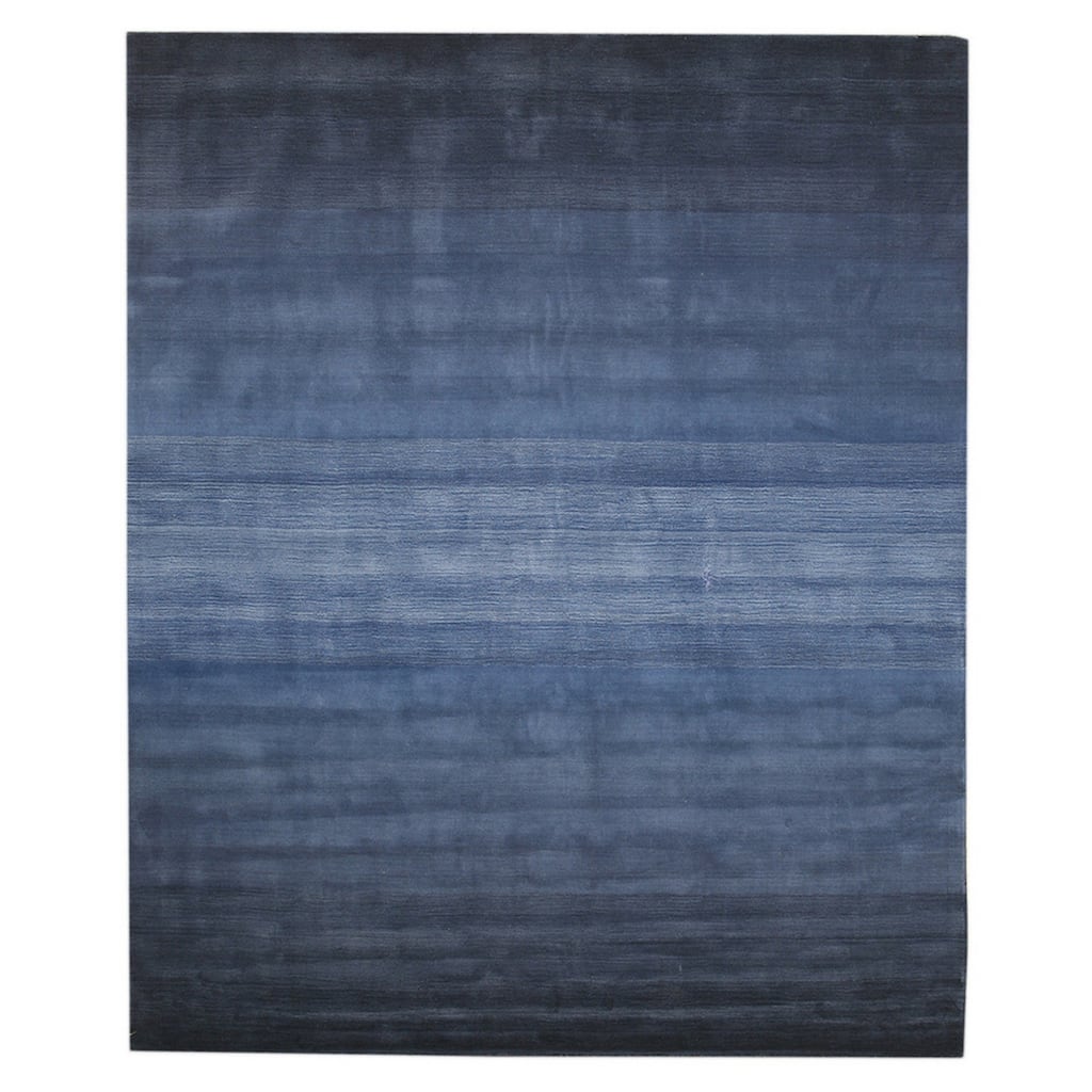 Hand-Tufted Blue Wool Transitional Rectangle Rug, 7'9 x 9'9 - Cozy Artisan Rug with Subtle Design Detailing - L
