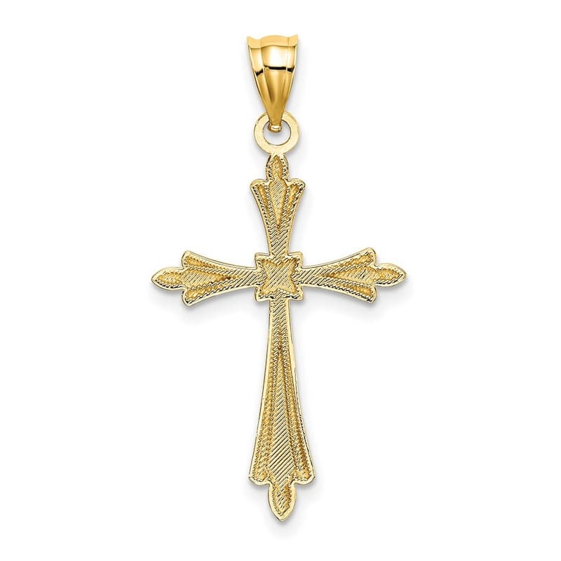 Curata 14k Yellow Gold Diamond-cut Quilted Cross Necklace 19mm x 26mm